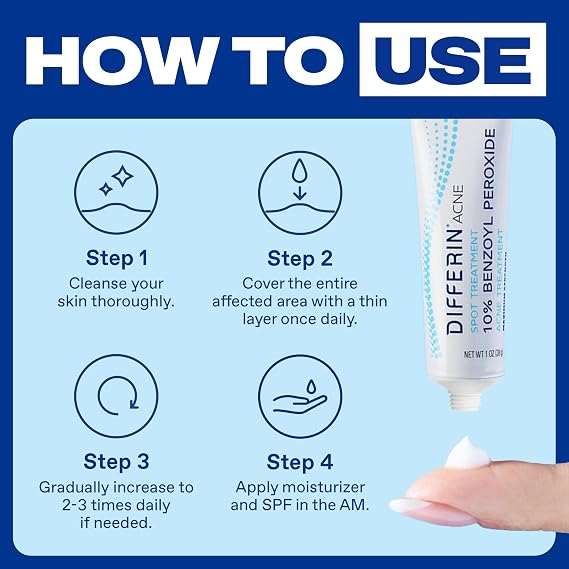 Differin Acne Spot Treatment, Max Strength, 10% Benzoyl Peroxide, 1oz
