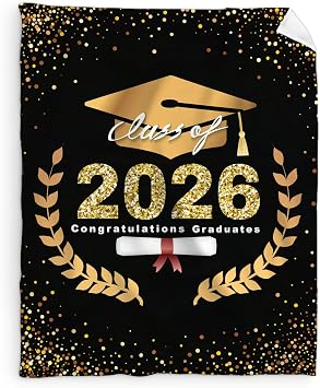 Class of 2026 Blanket Graduation Gifts Idea, 40"x30" Soft Flannel Blanket Gift for Graduation Day Decoration Couch Sofa Bed