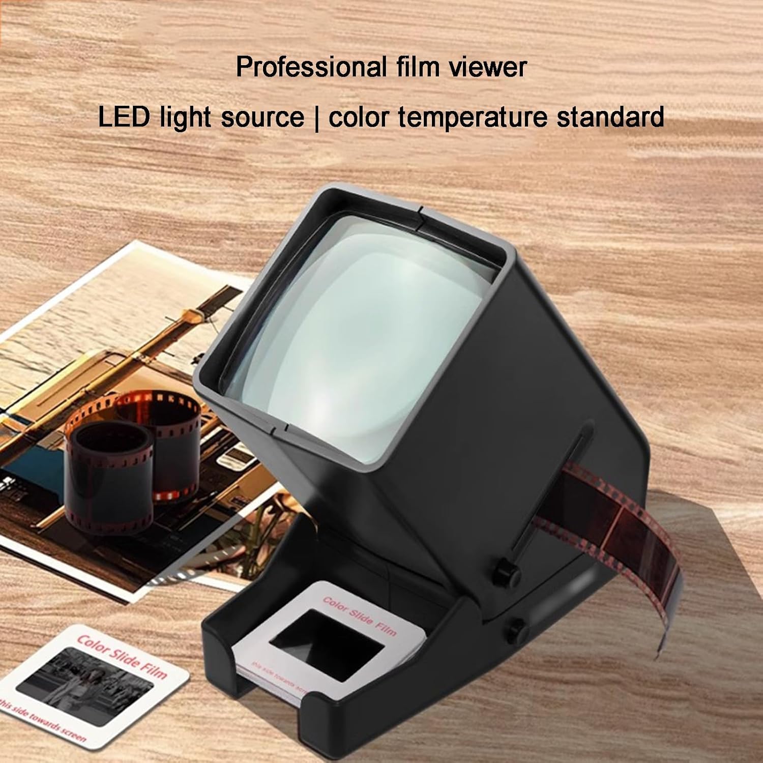 35mm Slide and Film Viewer, LED Lighted Viewing Slide Projector with 3X Magnification, 6000K Color Temperature, for Old Slides & Positive 35mm Film Negatives