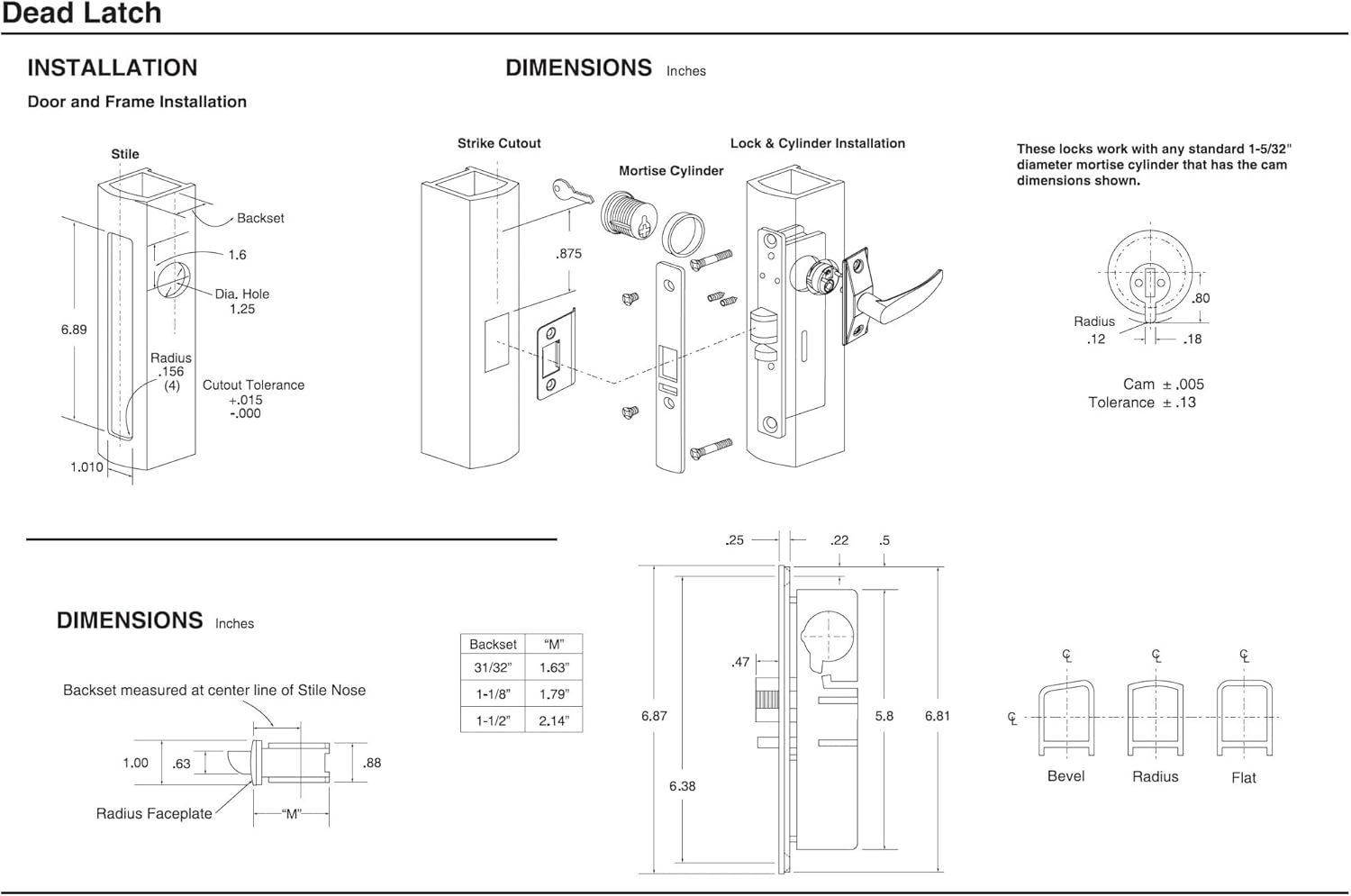 Adams Rite Style Deadlatch Storefront Door Set - Push Paddle Exit, Deadlatch Bolt, with Mortise Lock Cylinder & Two Keys, Durable, Polished Finish, Duronotic Bronze, Right Hand, 31/32" Backset
