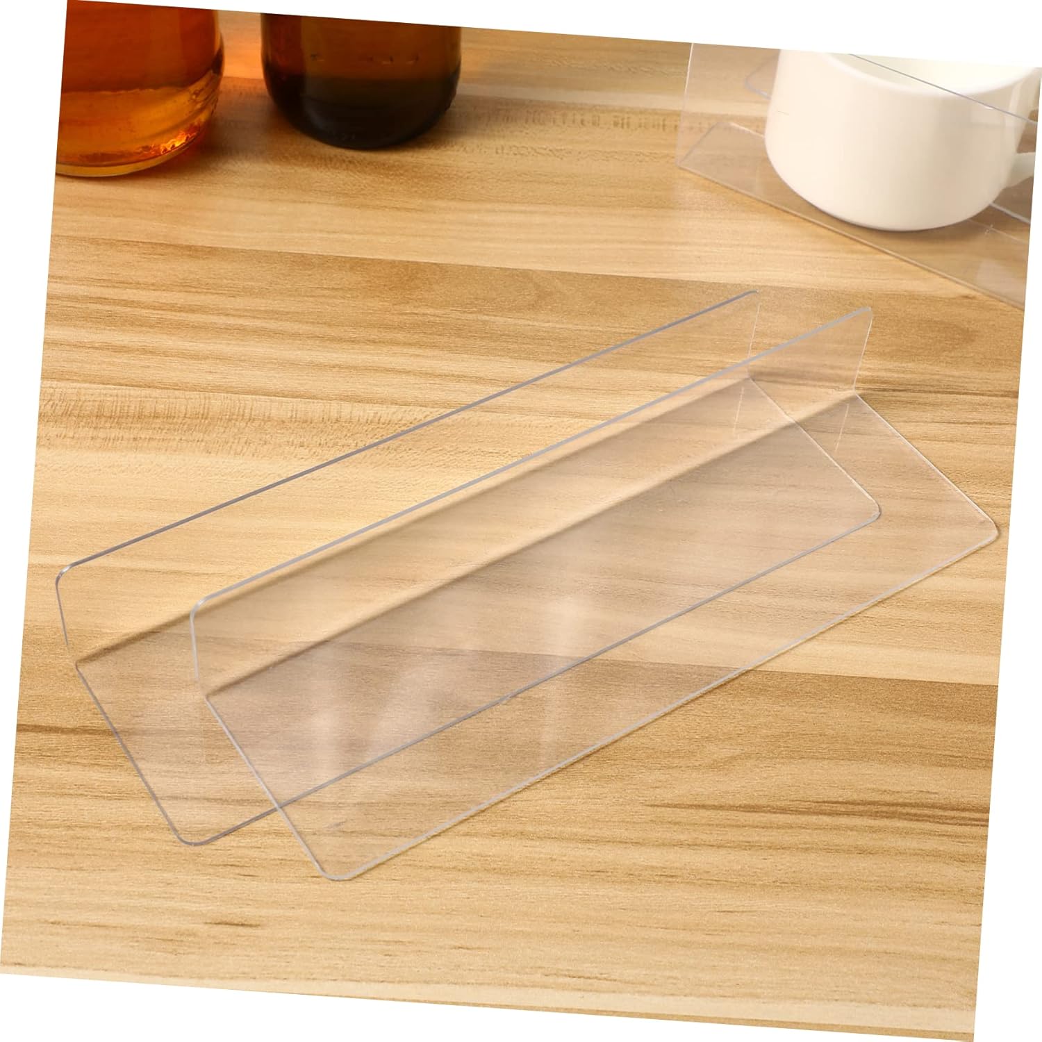 20pcs Partition Plate Storage Bookshelf Clear Shelves Clear Purses Shelf Spacers Shelves for Wall Riser Adhesive Shelves Pantry Store Separators Greeting Card Rack Stores Plastic
