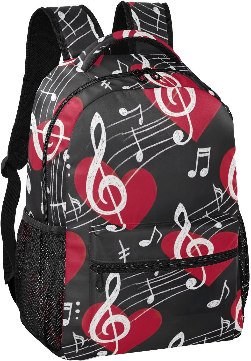 GAIREG Cute Music Notes Black Kids Backpack, Structured Silhouette image 2