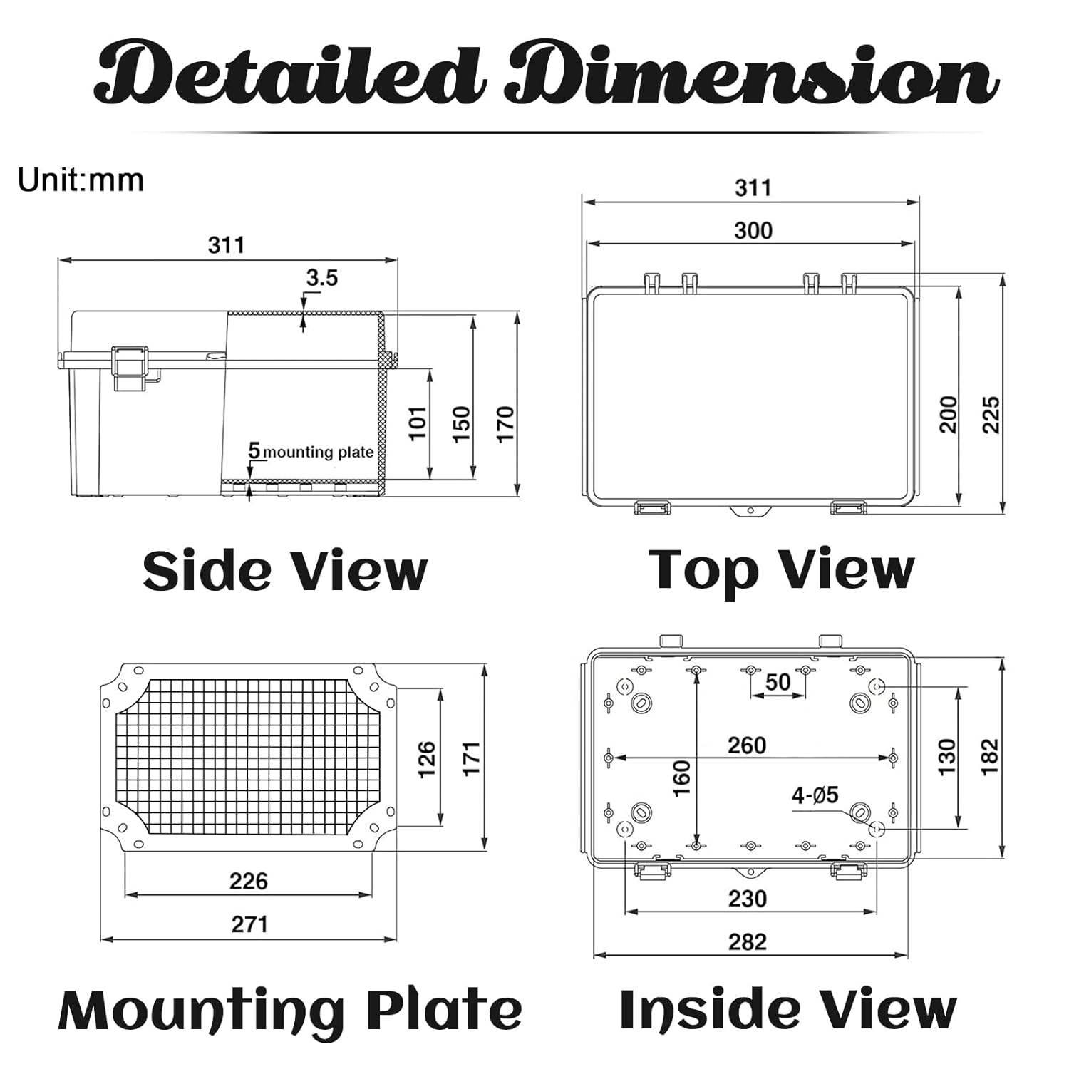 Sunnyglade ABS Plastic Dustproof Waterproof IP65 Junction Box Universal Durable Electrical Project Enclosure with Lock (11.8"x7.8"x6.7")