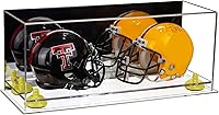 Vista 224 de Better Display Cases Acrílico 2 Mini casco de fútbol (no tamaño completo) vitrina con base de césped transparente (V46/A019)