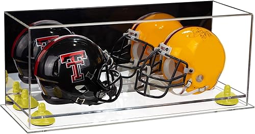 Miniatura 224 de Better Display Cases Acrílico 2 Mini casco de fútbol (no tamaño completo) vitrina con base de césped transparente (V46/A019)
