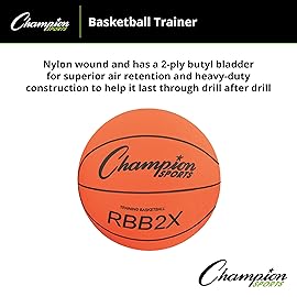 Champion Sports Rubber Basketball Trainer, Heavy Duty - Pro Style Basketballs - Premium Basketball Equipment, Indoor Outdoor - Physical Education Supplies (Size 35, Orange)