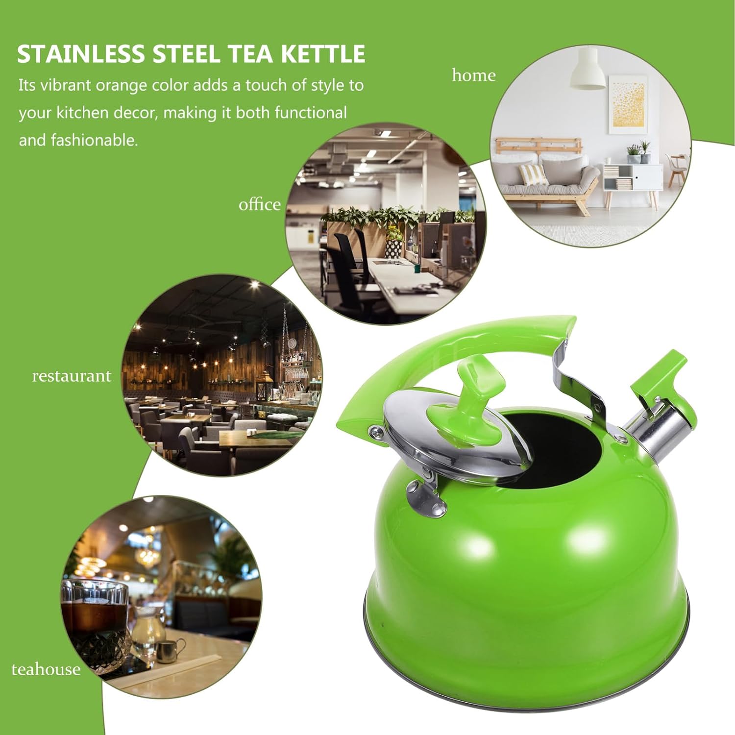 Tea Kettles, Whistli3L Stainless Steel Teapot Teapot Hot Water Kettle Campikettle Water Boiler Coffee Carjug Water Kettle Fast to Boil Green,