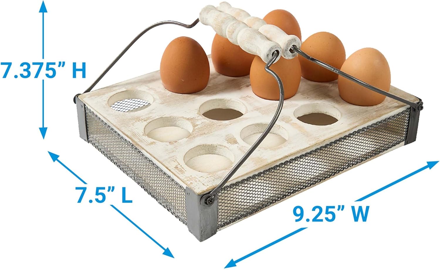 Park Designs Roost 12 Egg Crate, Dozen Eggs Capacity Portable Carrier Tray Basket, Vintage Food Organizer Holder with Handles for Country Farmhouse Kitchen Decor & Easter Countertop Decoration Display