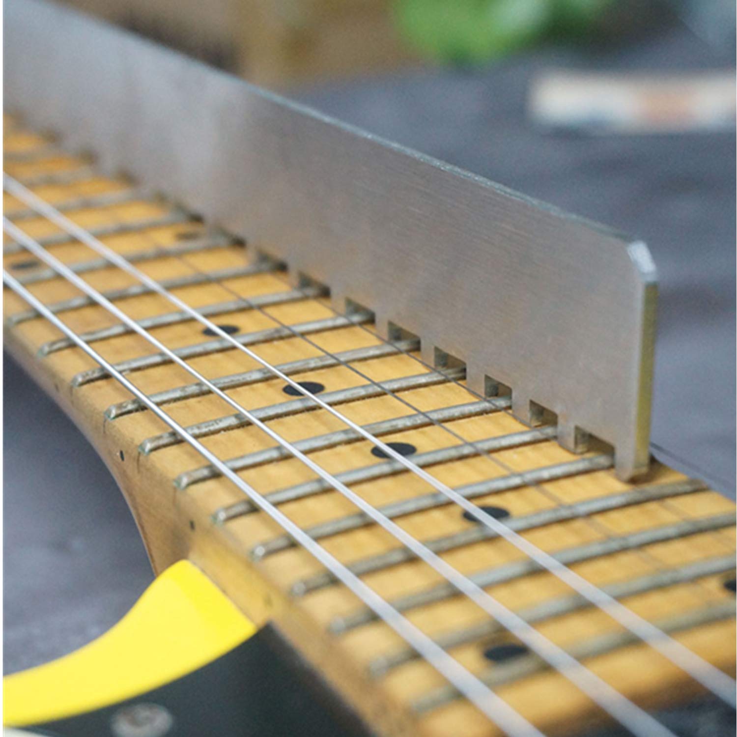 Leezo Stainless Steel Guitar Neck Notched Straight Edge Dual Scale