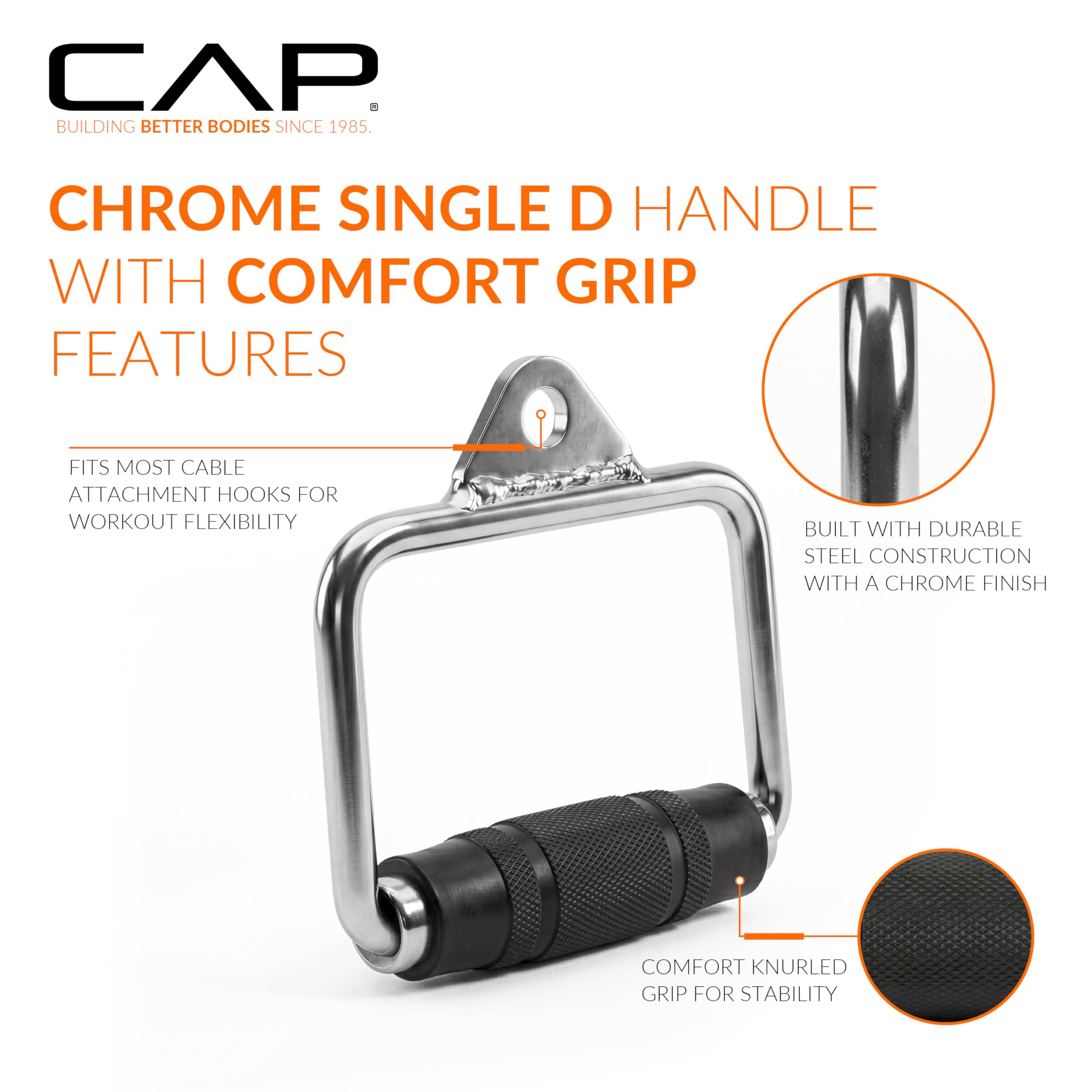 Amazon.com : CAP Barbell Single D Handle with Rubber Handgrips