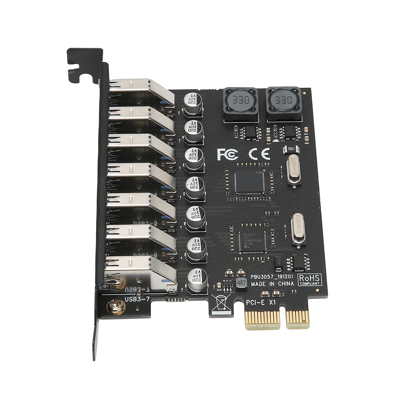 7-portowa karta rozszerzeń, PCI do USB30. Karta rozszerzeń, 5 Gb/s USB30. Karta rozszerzeń z własnym zasilaniem, kompatybilna z kartą kontrolną, dla systemu LinuxWindows/