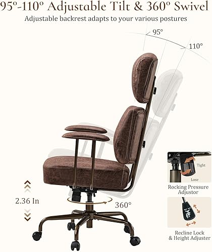 Miniatura 7 de EUREKA ERGONOMIC Sillas de escritorio de oficina en casa, silla ergonómica para computadora con respaldo alto, silla de oficina ejecutiva con