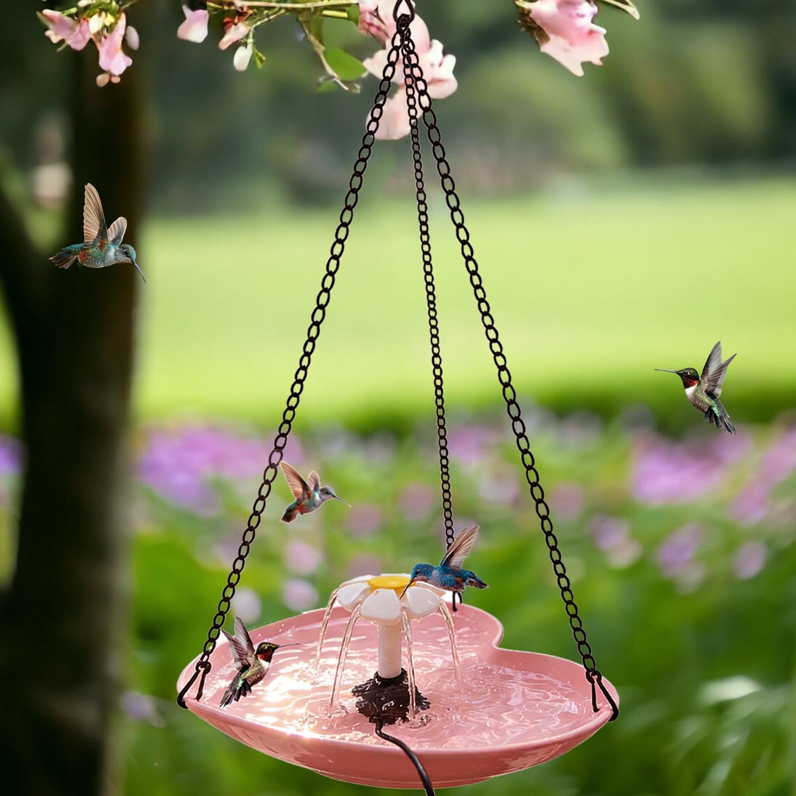 Fontana con Vasca per Mangiatoia Decorativa da Esterno | Fontane con Alimentatore Acqua Esterno per Recinzione Balcone Patio Prato Giardino Paesaggistica Osservazione della Natura