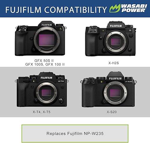 Miniatura 4 de Wasabi Power Cargador de batería para Fujifilm NP-W235 y Fuji X-H2S, X-T4, GFX 50S II, GFX 100S