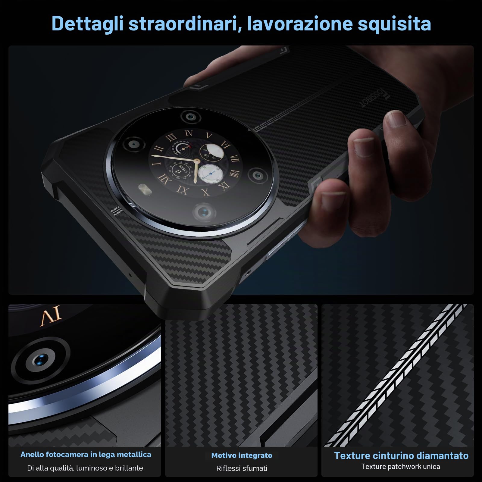 FOSSiBOT F106S -24GB+256GB/2TB Telefono Cellulare Android 15, Doppio schermo, 6,745'' FHD Rugged smartphone, Batteria 10600 mAh/18W, 50MP AI Fotocamera, 4G Dual SIM/IP68/IP69K/NFC