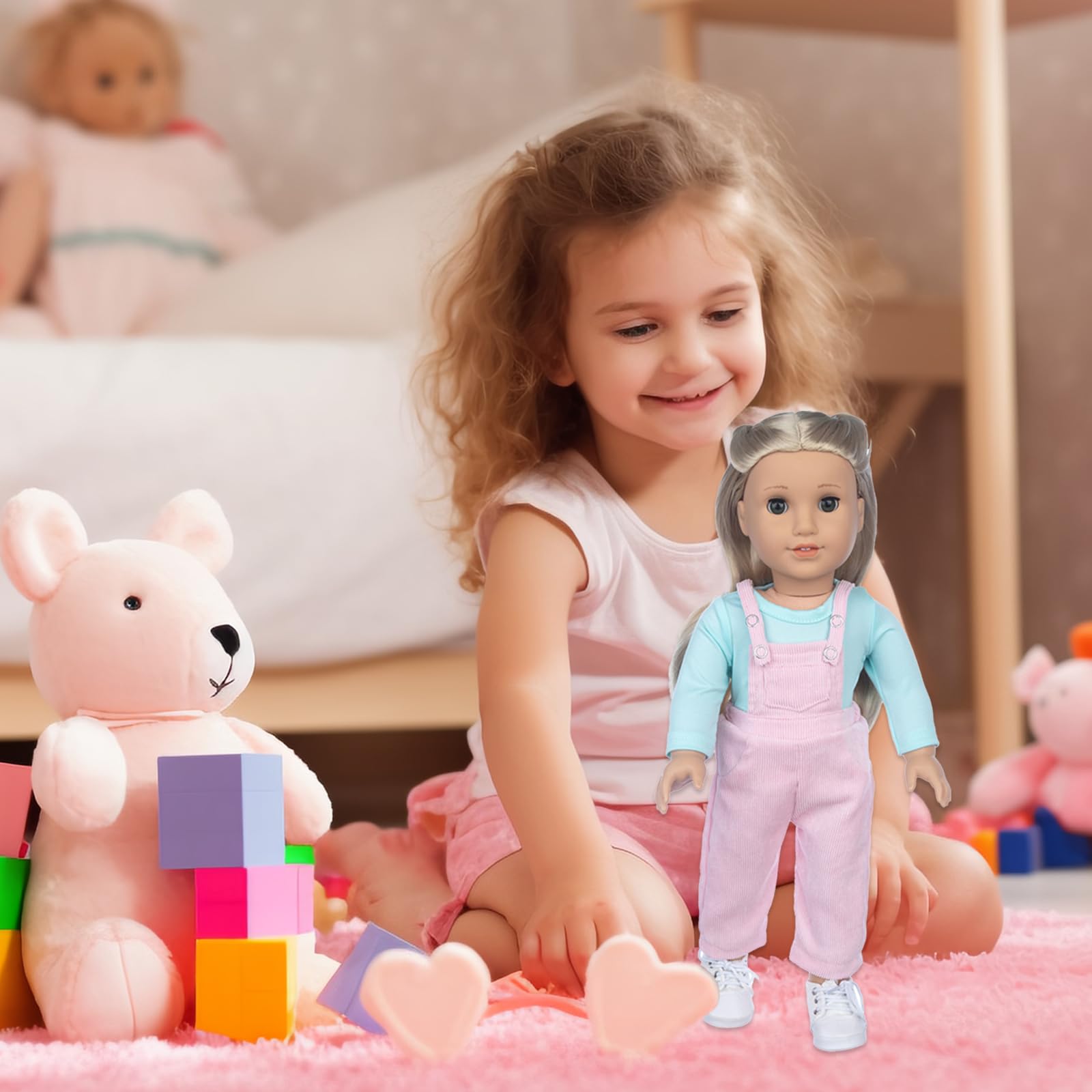 4 sztuki ubrań dla lalek w wieku 14, 16, 17 cali, ubranka dla lalek, 36-43 cm, 1 długi rękaw, 1 para sznurków, 1 para skarpet, 1 plecak syrenki, prezent urodzinowy dla dzieci