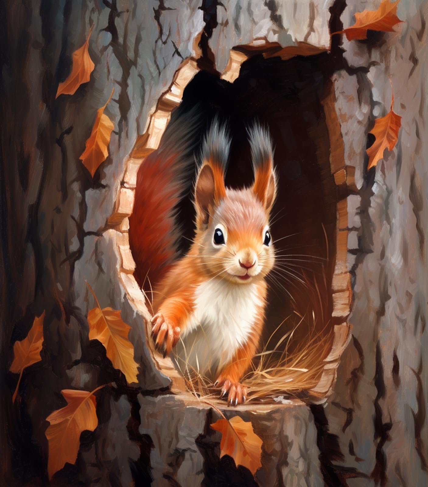 DIY Peinture par Numéros Adulte Enfants,écureuil animal de la forêt,Peinture à l'huile de Bricolage pour Débutants,Paint by Numbers sans Cadre,40X50cm