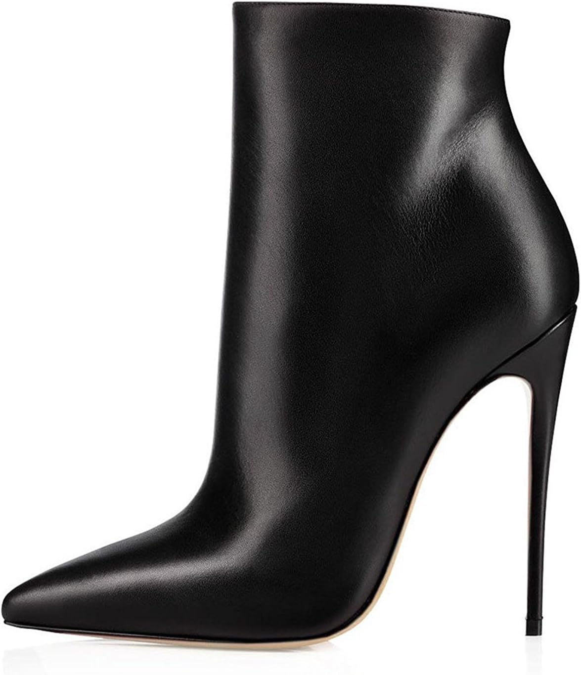 SAMMITOP Women's Pointed Toe Side Zip Ankle Boots Stiletto High Heel Winter Short Boots