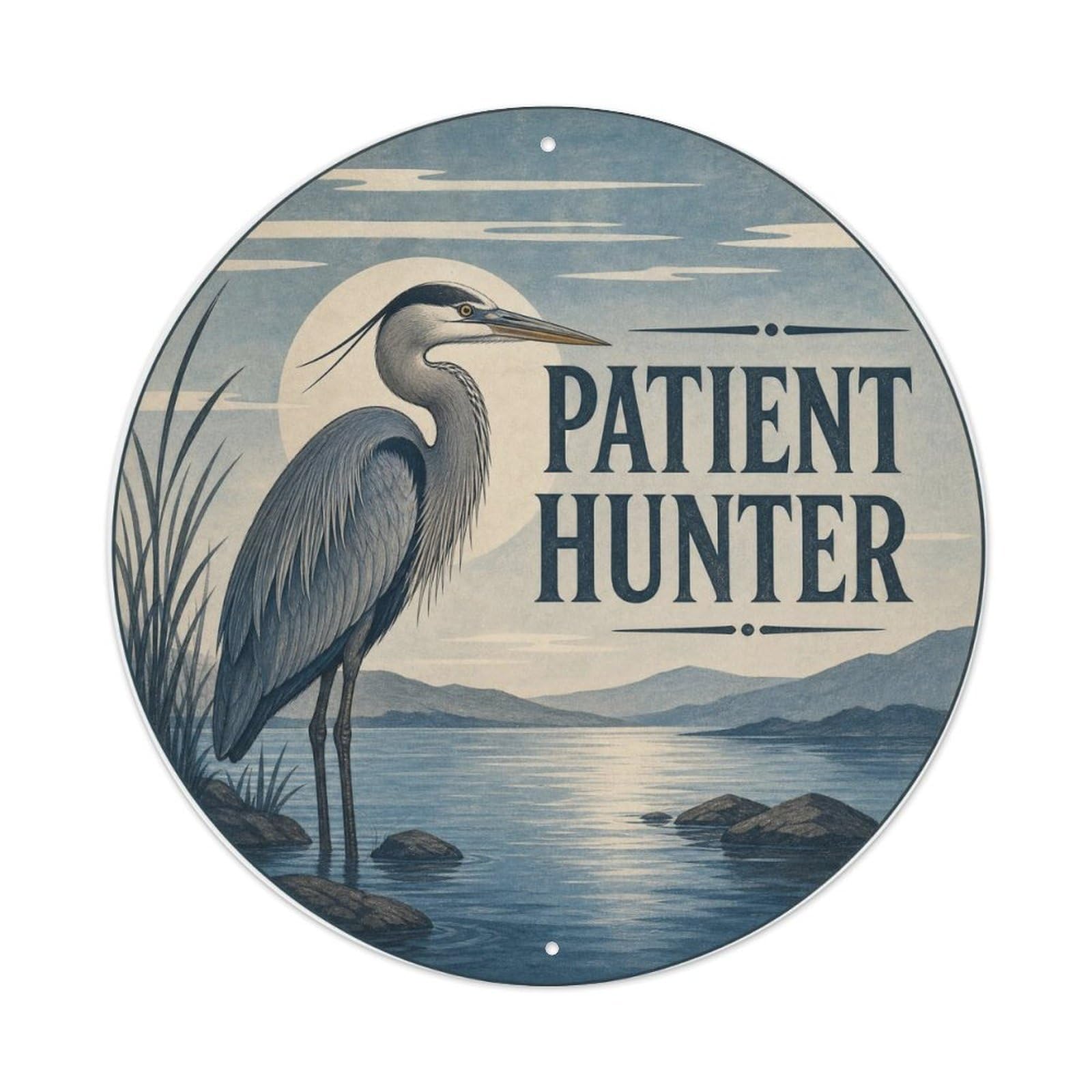 Comic Heron Wetland Bird Patient Hunter Vintage Classic Metal Tin Sign