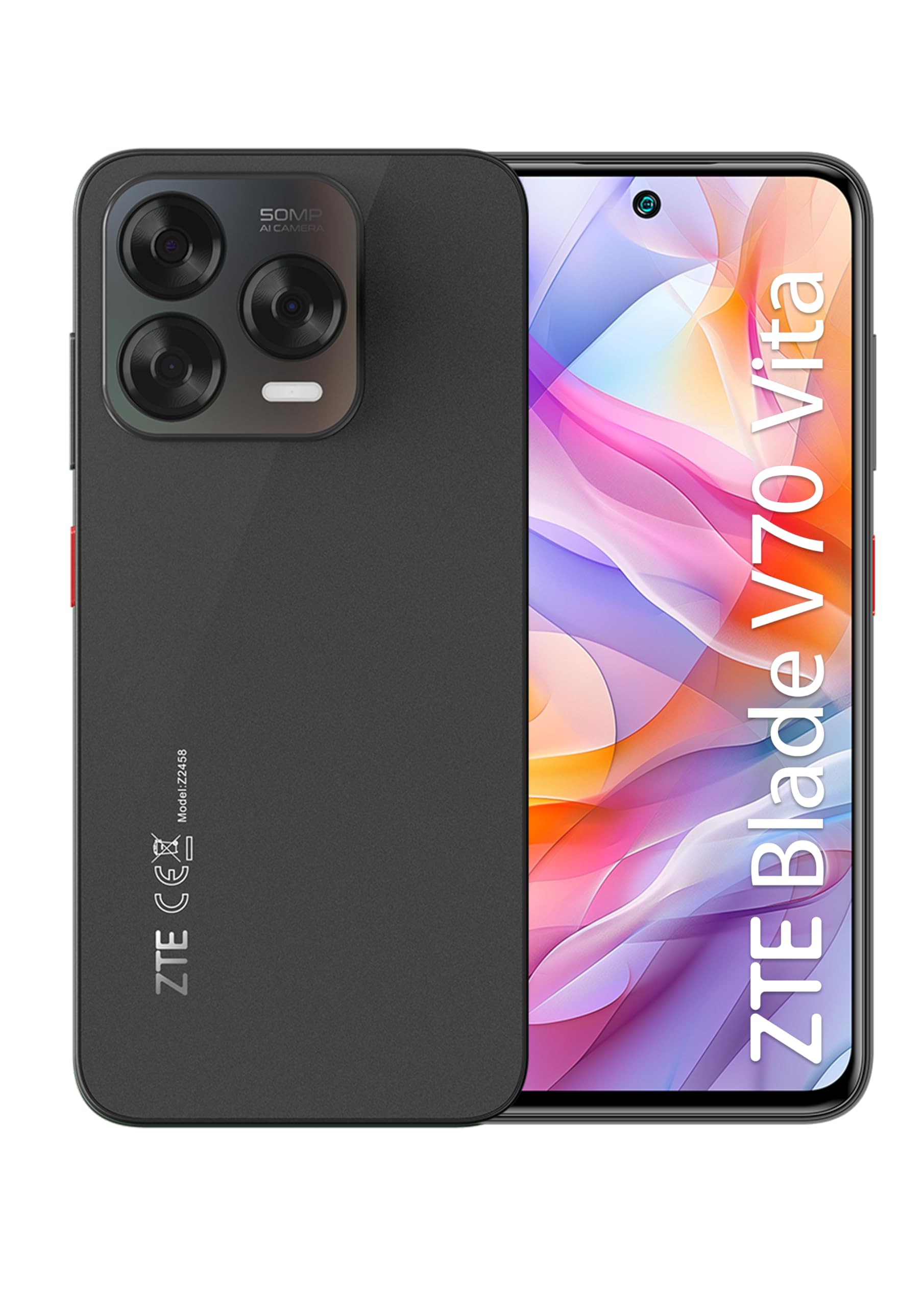 Smartphone ZTE BLADE V70 VITA Stone Grey - Smartphone 6.7"HD+ 120Hz, 256GB di memoria, 20 GB RAM (8+12 RAM dinamica), Fotocamera AI 50MP,Android 14, Ricarica fast 22.5W, NFC