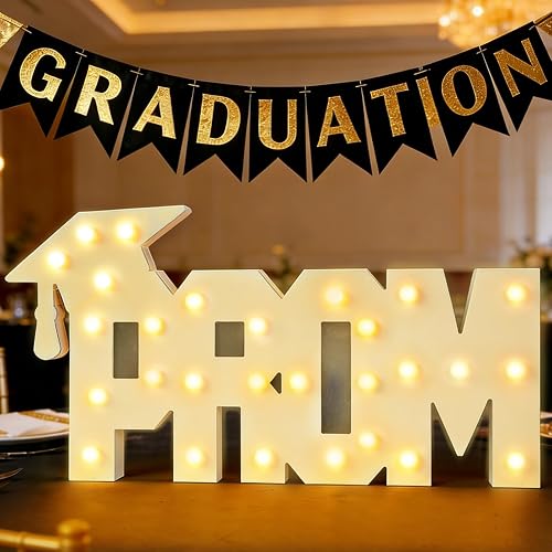 2026 Graduation Marquee Number Light – Wooden LED Light Up Sign with Graduation 