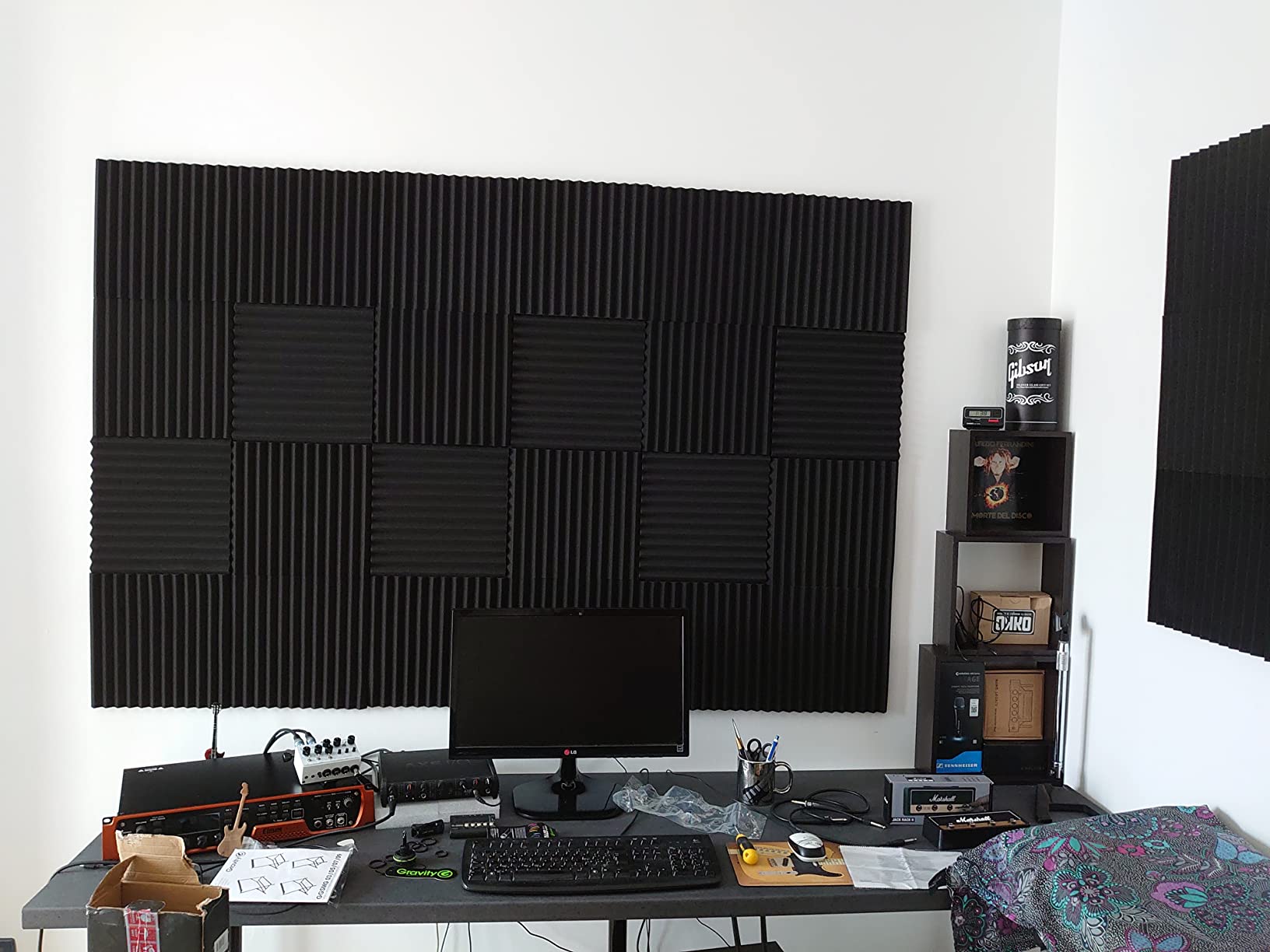 48 Pack Acoustic Foam Panel Wedge Studio Soundproofing Wall Tiles 12" X ...