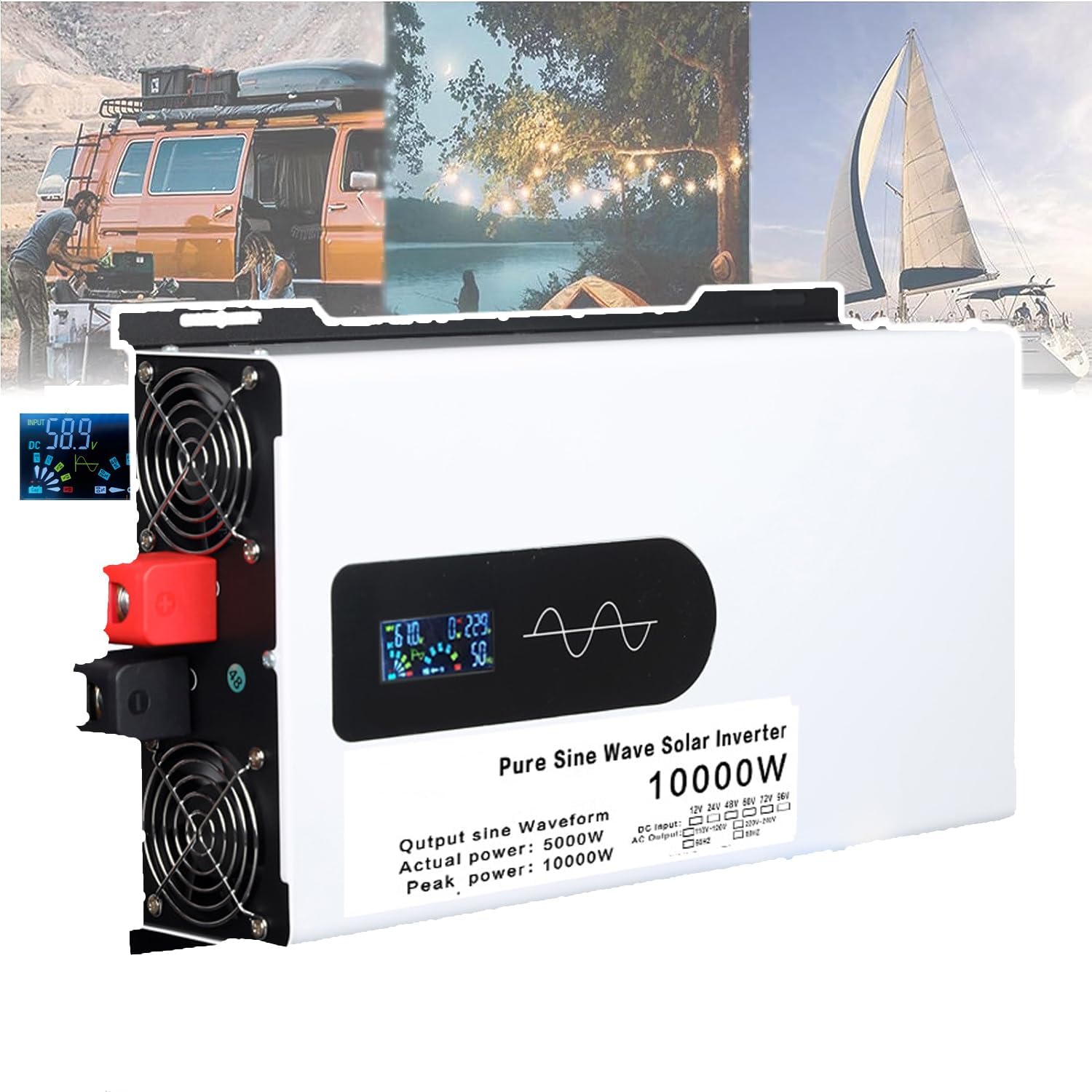純正正弦波パワーインバーター(6000W-12000W)、12V 24V 48V DCから220V ACカーコンバーター、LCDディ