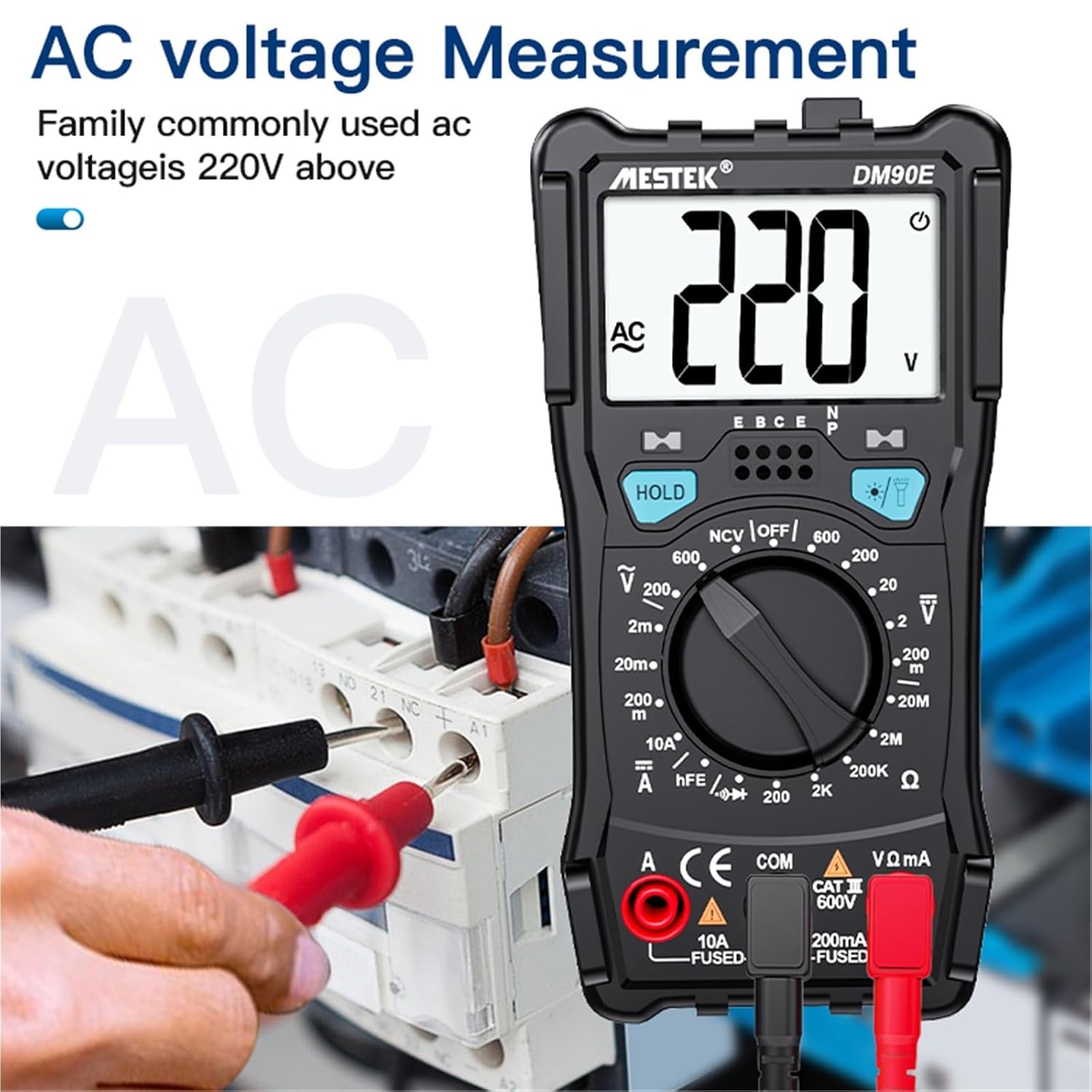 2000 Counts Voltage Tester Multi Ammeter High Precise Voltage Rang Handheld Multitester LCD Display Digital Multimeter