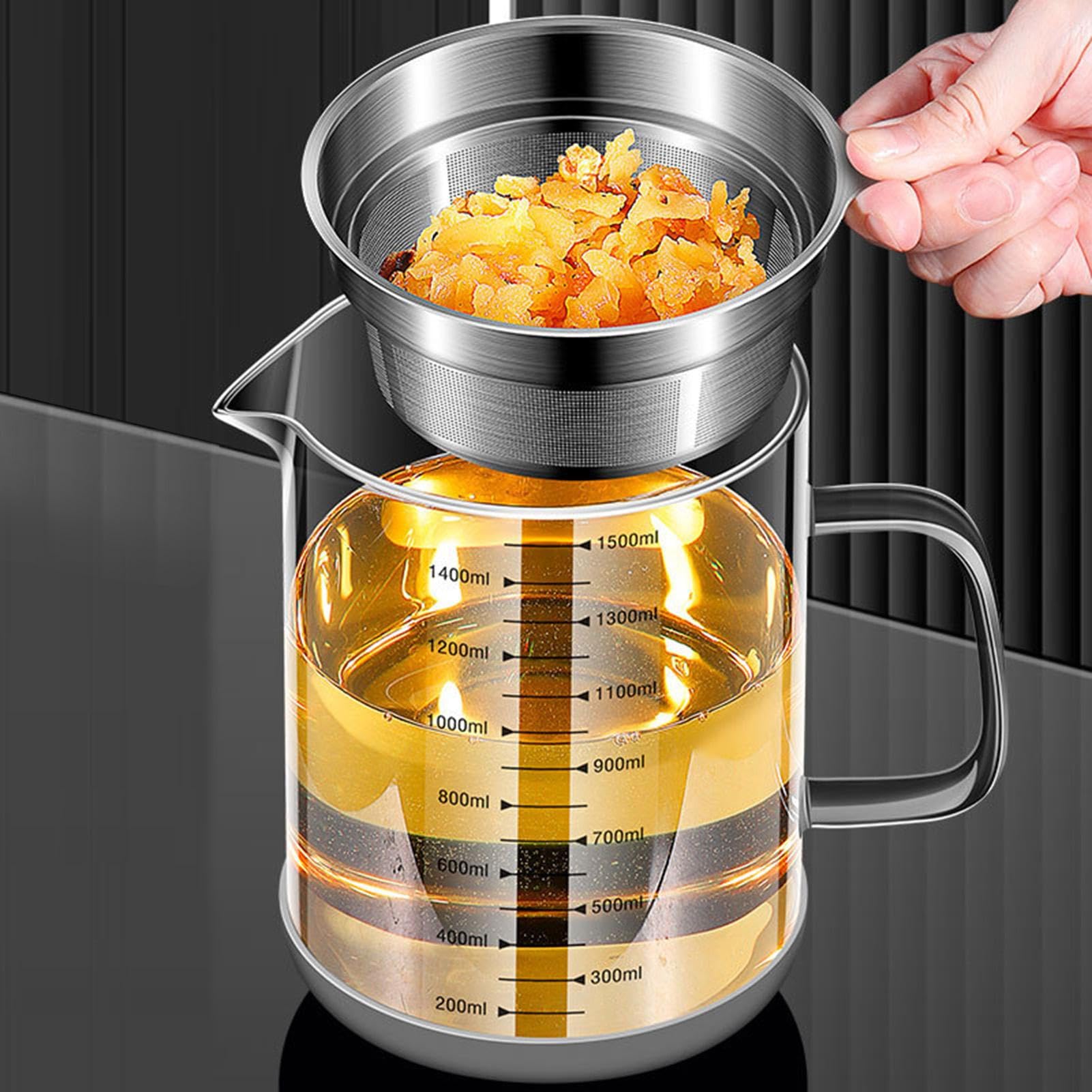 Fulenyi Pot à Huile Domestique | Filtre à passoire en Acier Inoxydable - Pot d'huile Filtre Portable pour l'élimination l'huile friture, séparateur Graisse d'huile Cuisson