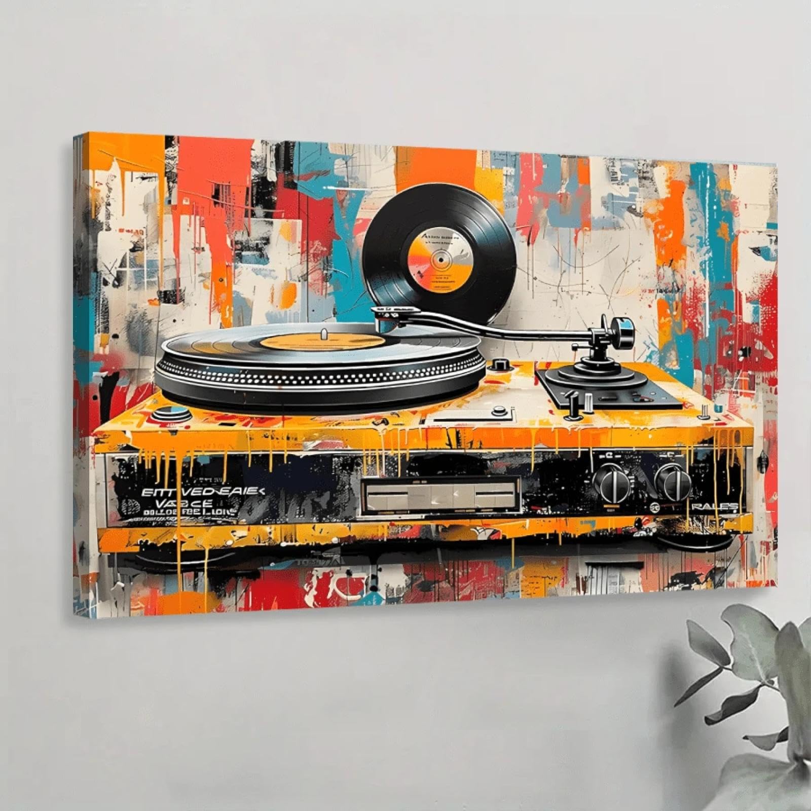 WUDUM Poster musicale da parete per la sala musica, l'immagine del registratore musicale può essere appesa direttamente, decorazione con stampa di musicassetta retrò classica, 60x90 cm con cornice