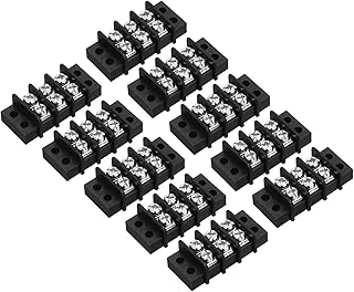 uxcell 10 Pcs 3 Positions Terminal Block 300V 20A 9.5mm Pitch Dual Rows 3 Circuits DIN Row Screw Terminals Strip