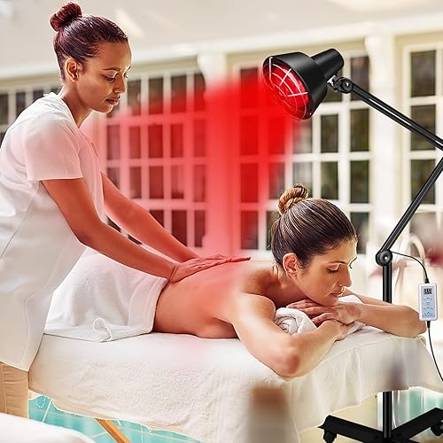 Miniatura 3 de Lámpara infrarroja 275 W 360  giratorio ajustable lámpara de pie terapia de luz infrarroja dispositivo de terapia de luz roja con 4 ruedas móviles