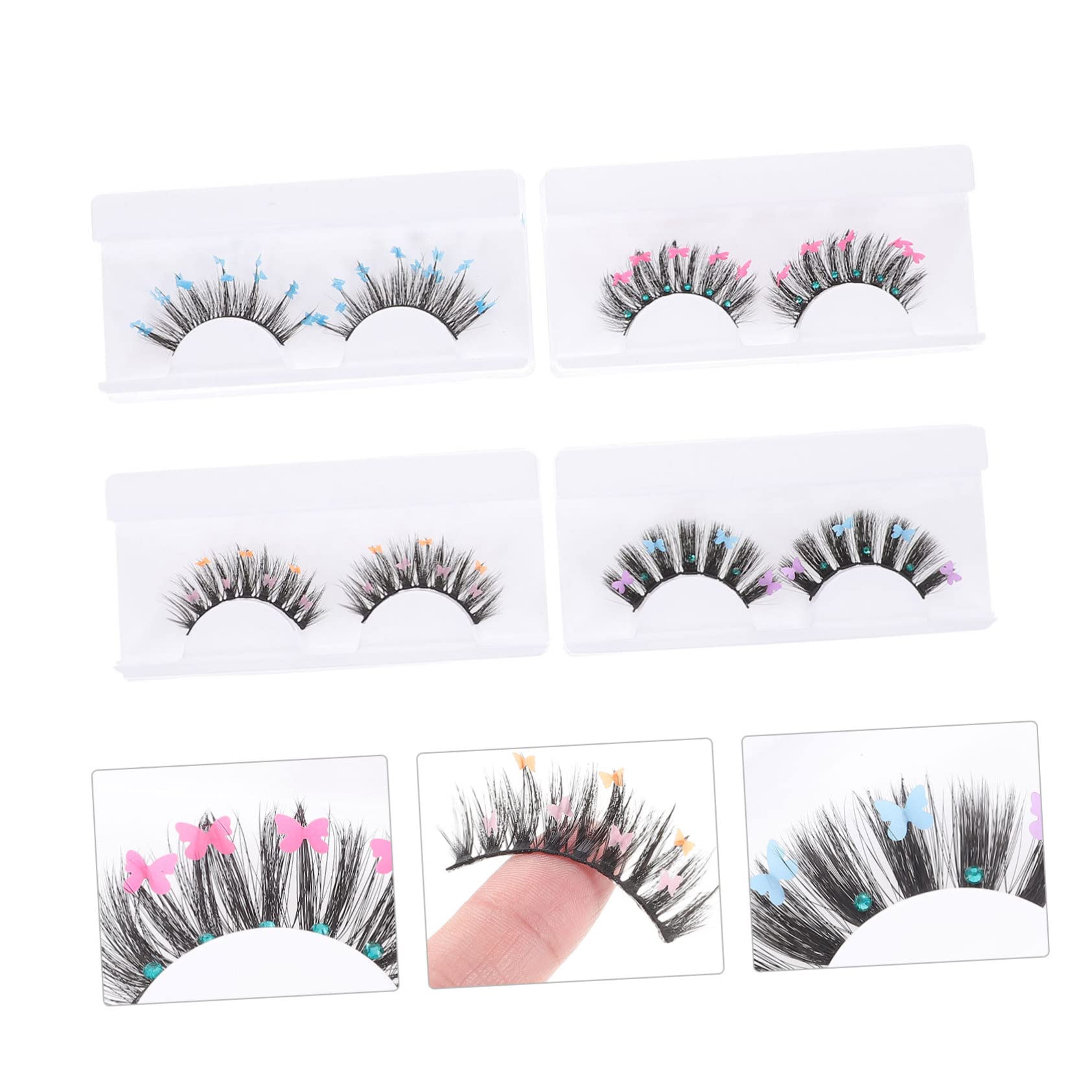 FOMIYES 2 Set Di Ciglia A Farfalla Con Paillettes Ciglia Glitterate Soffici Per Trucco/notte 4 Paia*2