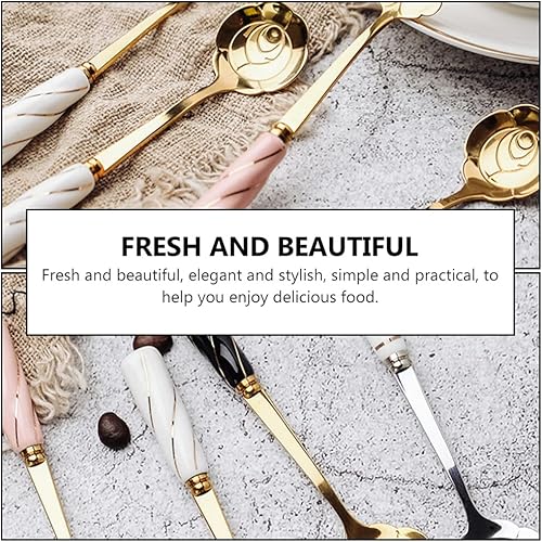 Miniatura 4 de DOITOOL Cuchara de flores de acero inoxidable, 4 cucharas de café en forma de flor, cucharas de té y azúcar, cucharas de café expreso para postres,