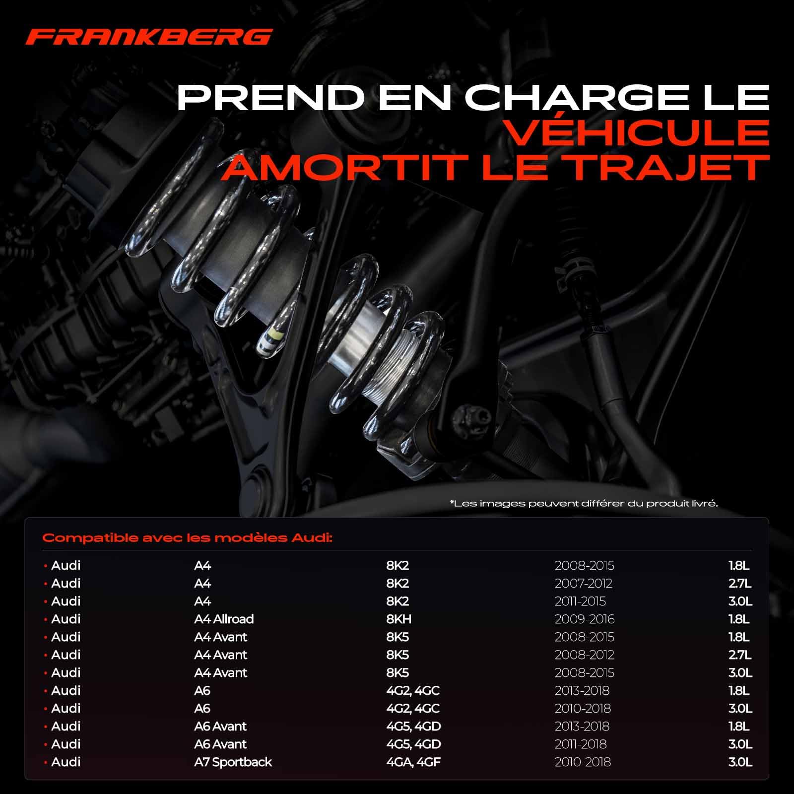 Frankberg 2x Ressort de suspension Essieu Avant Gauche Droite | Compatible avec A4 8K2 A4 Allroad 8KH A4 Avant 8K5 A6 4G2 4GC A6 Avant 4G5 4GD A7 Sportback 4GA 4GF Remplacer# 4004290