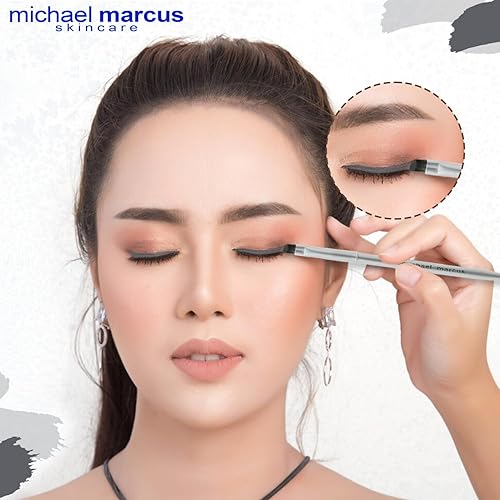Miniatura 4 de michael marcus Delineador de ojos y cepillo para tartas, 2 piezas, delineador de ojos prensado en seco activado por agua y cepillo profesional, de
