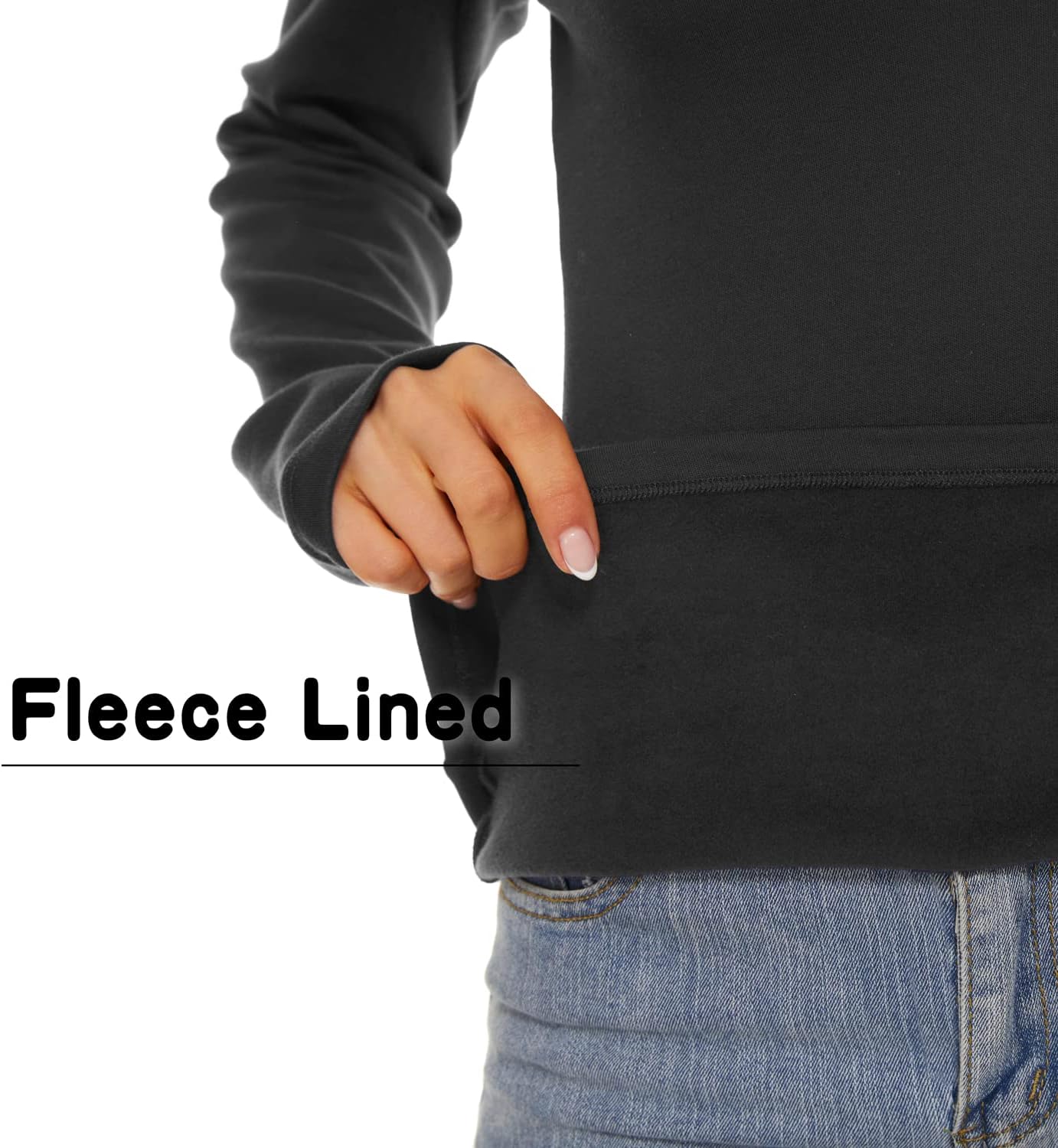 Fleece Lined Cotton Turtleneck Tops for Women Long Sleeve Thermal Shirts Layering Casual Fall Winter Clothing