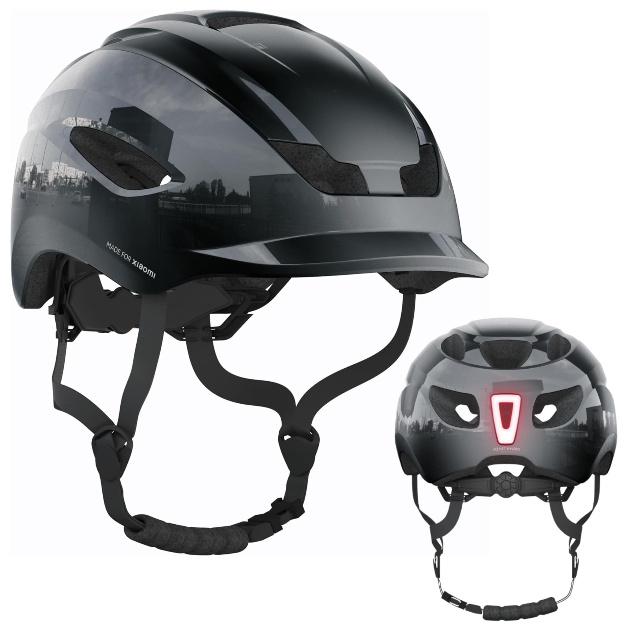 Made For Xiaomi Hybrid - Casco Urbano Lifestyle para Bicicleta y Patinete eléctrico - Luz LED Trasera USB-C y Talla Ajustable - Ligero, ventilado y cómodo para Hombre y Mujer