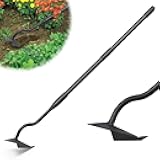 Lilyvane Garden Hoe, Heavy Duty Plow Hoe Garden Tool for Plowing,Cultivating, Trenching, Ridging, Weeding, Loosening Soil, 55 Inch Long Handle, V Shaped Sharp Triangle Hoe, Gardening Hand Tools