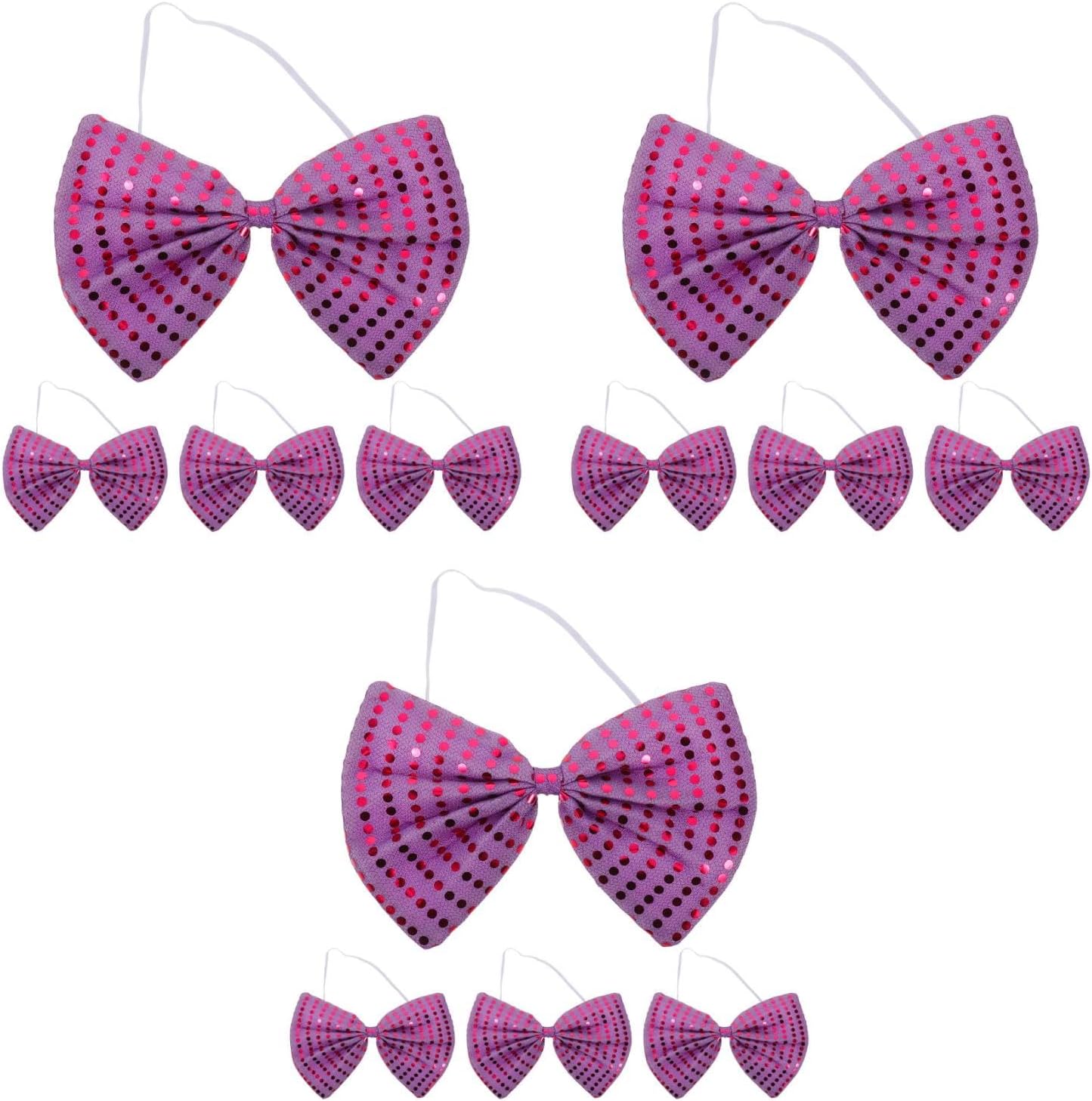 LUOZZY 12 Pcs Sparkling Sequin Bow Tie Set for Christmas Party Masquerade Costume Accessories Multi