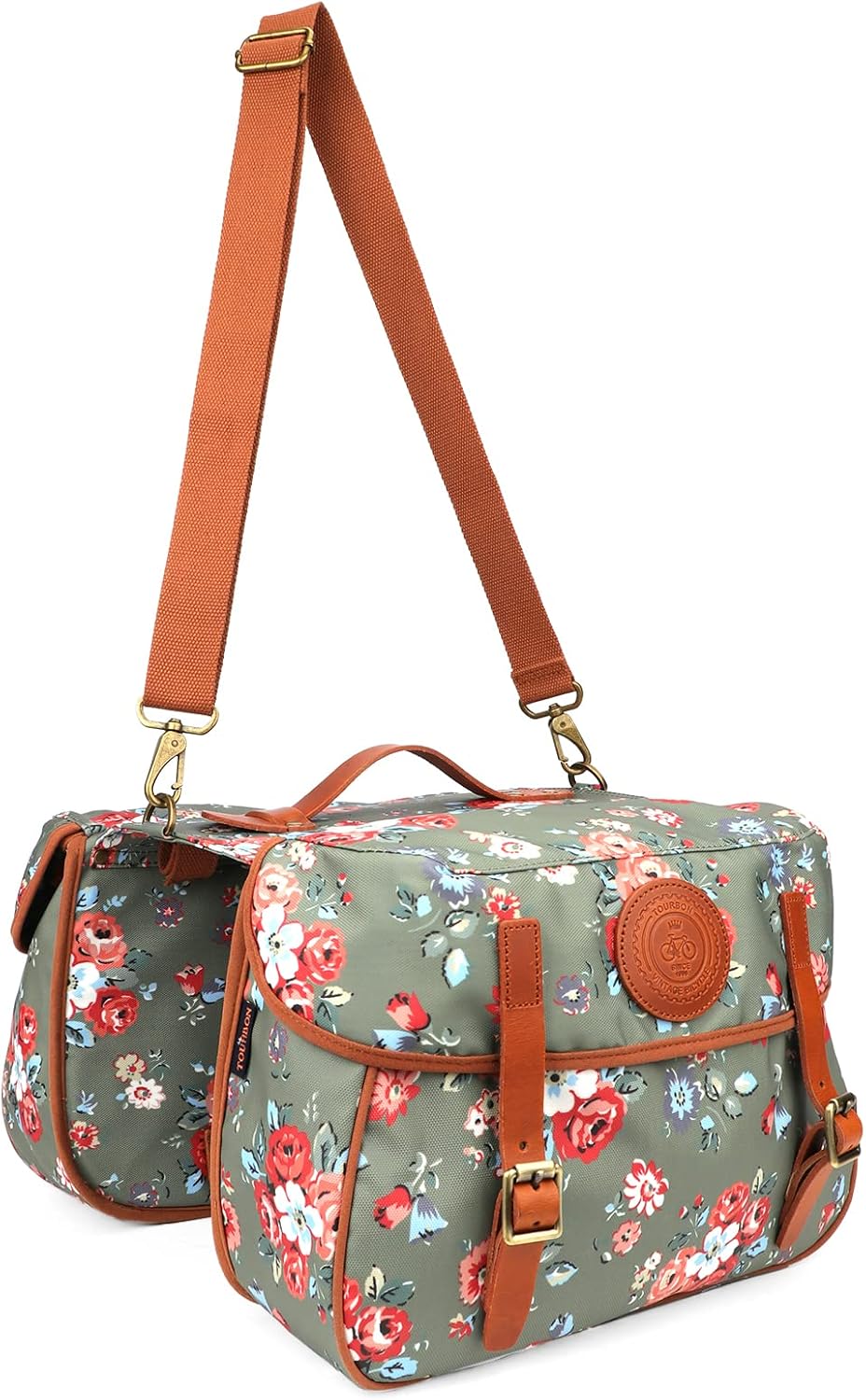 TOURBON Waterproof Canvas Bicycle Bike Rear Seat Carrier Bag Cycling Double Pannier Bag Pack