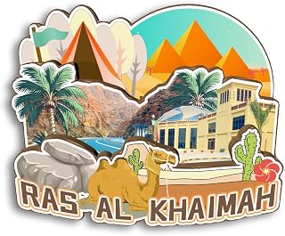 Quwsne Refrigerator Magnet for Ras Al Khaimah United Arab Emirat Travel Souvenir 3D Handmade Wooden Home Decoration Landmark Decorative Fridge Sticker Tourist Trip Collection Gift 2667