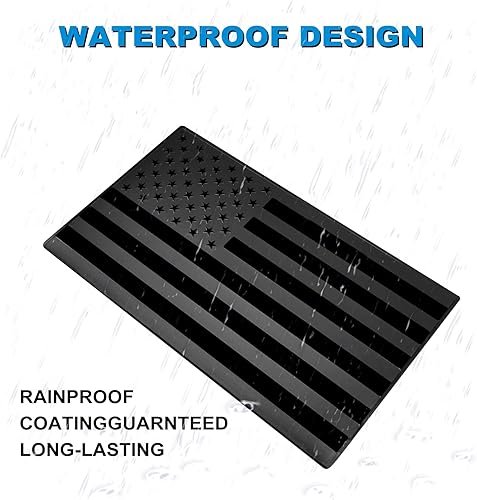 Miniatura 4 de 2 paquetes de calcomanías de emblema de bandera americana negra en 3D con relieve en metal, adhesivos mate negros compatibles con Jeep, camionetas,