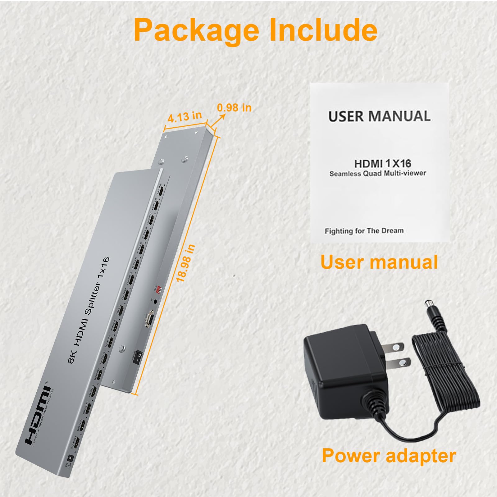 Divisor HDMI 2.1 8K a 60Hz, divisor HDMI 1 en 16 salidas, adaptador HDMI múltiple para monitor de TV, interruptor HDMI 2.1, interruptor de puerto HDMI múltiple compatible con 4 K a 120 Hz 40 Gbps