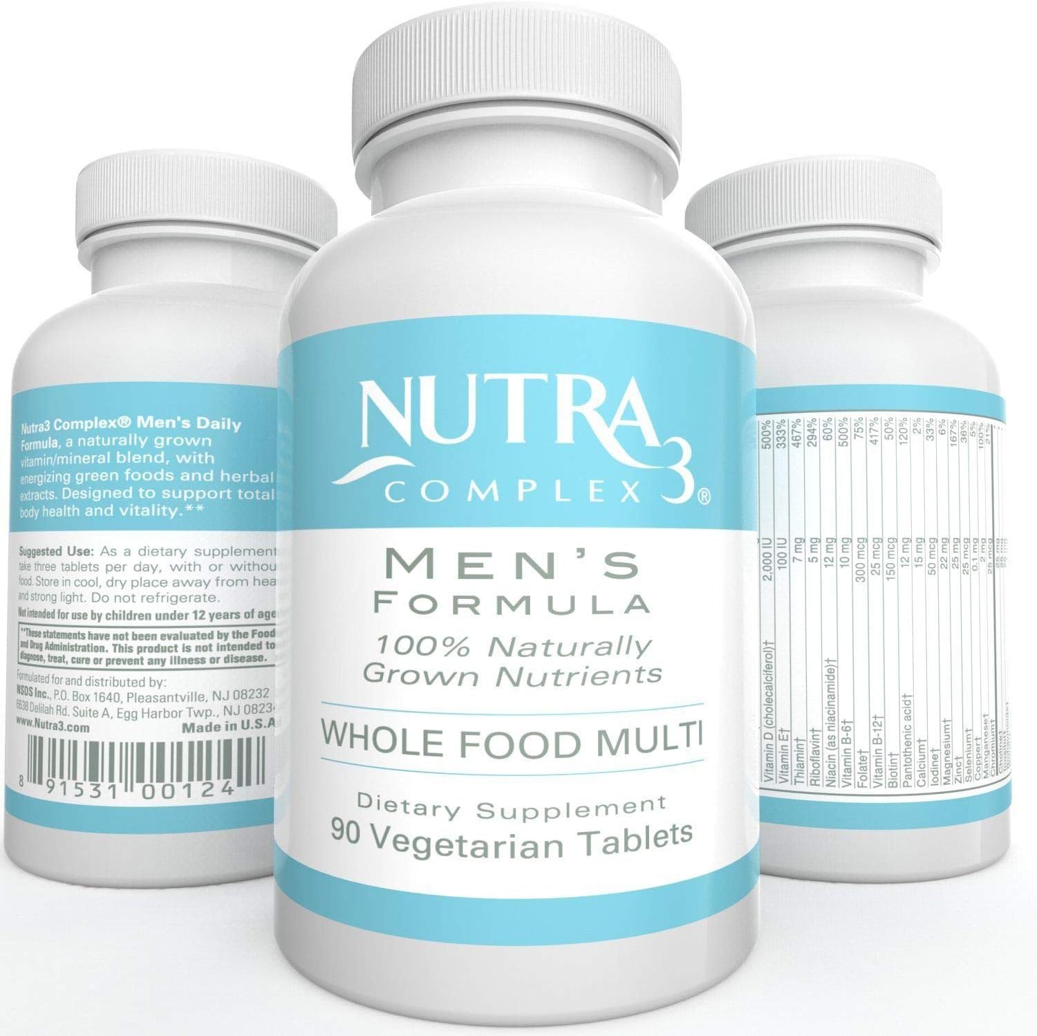 Wholefood Multivitamin for Men Naturally Grown Veggie Tablets Gluten Free Whole Food Multivitamin 90 Veggie Tablets 1 Month Supply