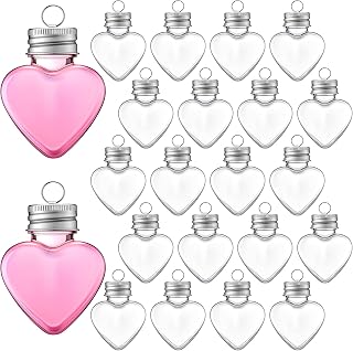 20 Pcs Heart Shaped Drink Booze Balls Shot Ornament Plastic Fillable Christmas Tree Ornaments Water Bottle Bulbs with String for Christmas Valentine's Day Party Decoration (Transparent)