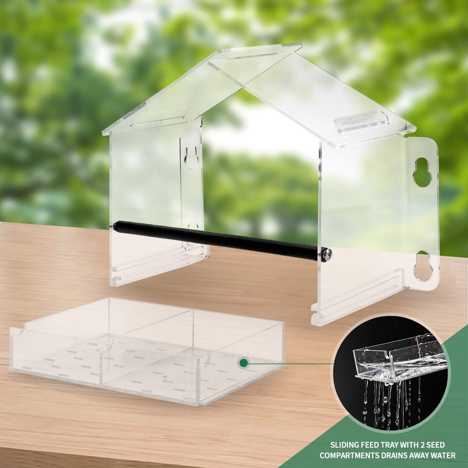 Mangeoire à Oiseaux De Fenêtre Avec 4 Ventouses Puissantes, Mangeoire à Oiseaux Transparente Pour L'extérieur, Nichoir à Oiseaux En Acrylique Pour Fenêtre, Grande Mangeoire à Oiseaux D'extérieur