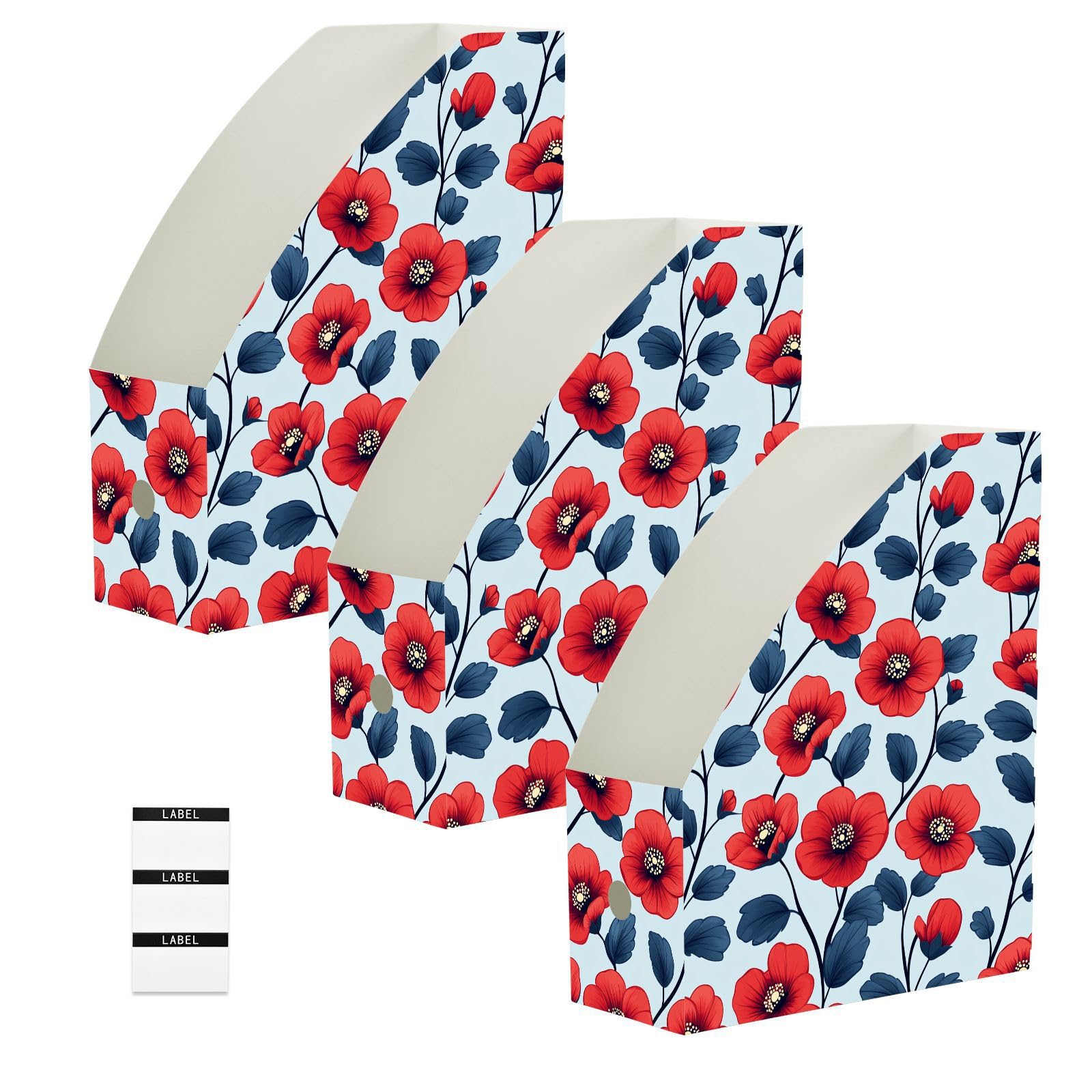 Porte-revues pliable lot de 6 classeurs magazines 22,9x30,5 cm bleu et rouge