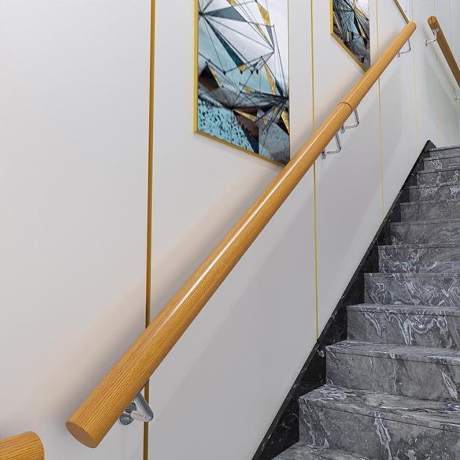 Stair Railing Wooden Handrails for Stairs Non-Slip Grab Bar Handrail for Home Indoor Lofts Steps Decking Stairs(Brown,120cm)