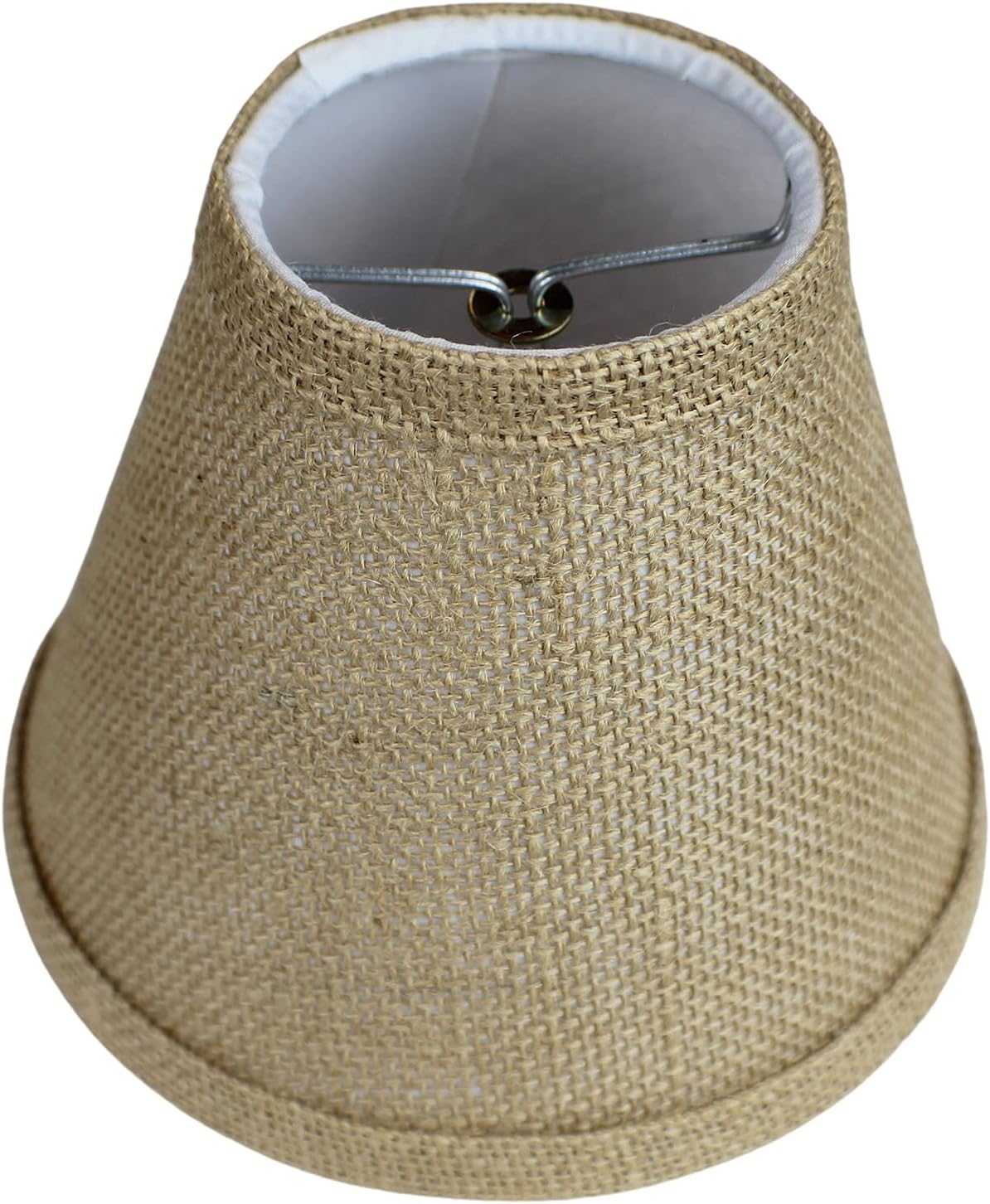 FenchelShades.com 3" Top Diameter x 6" Bottom Diameter x 5" Slant Height Fabric Barrel Lampshade Flame Clip Attachment (Burlap Natural)